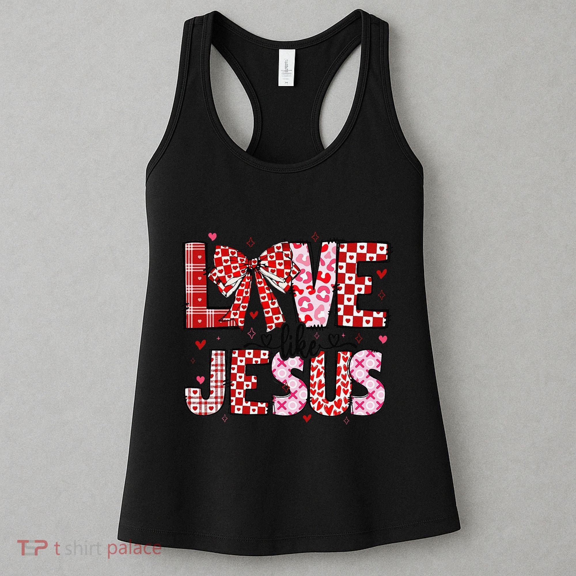 Love Like Jesus Coquette Bow Valentine Day Girl Women Women's Tank Top