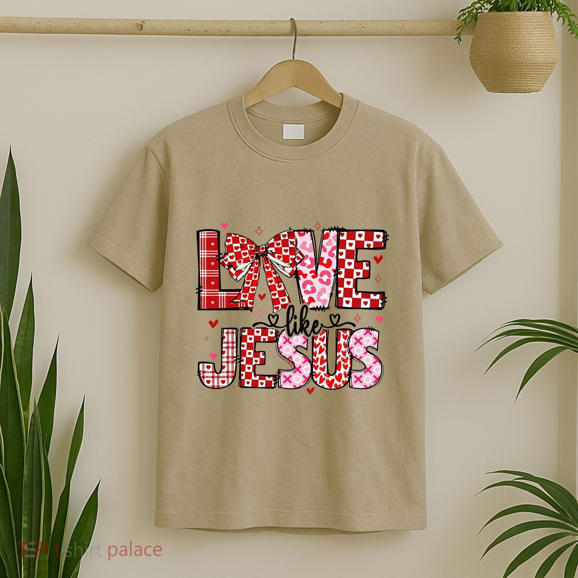 Love Like Jesus Coquette Bow Valentine Day Girl Women T-Shirt