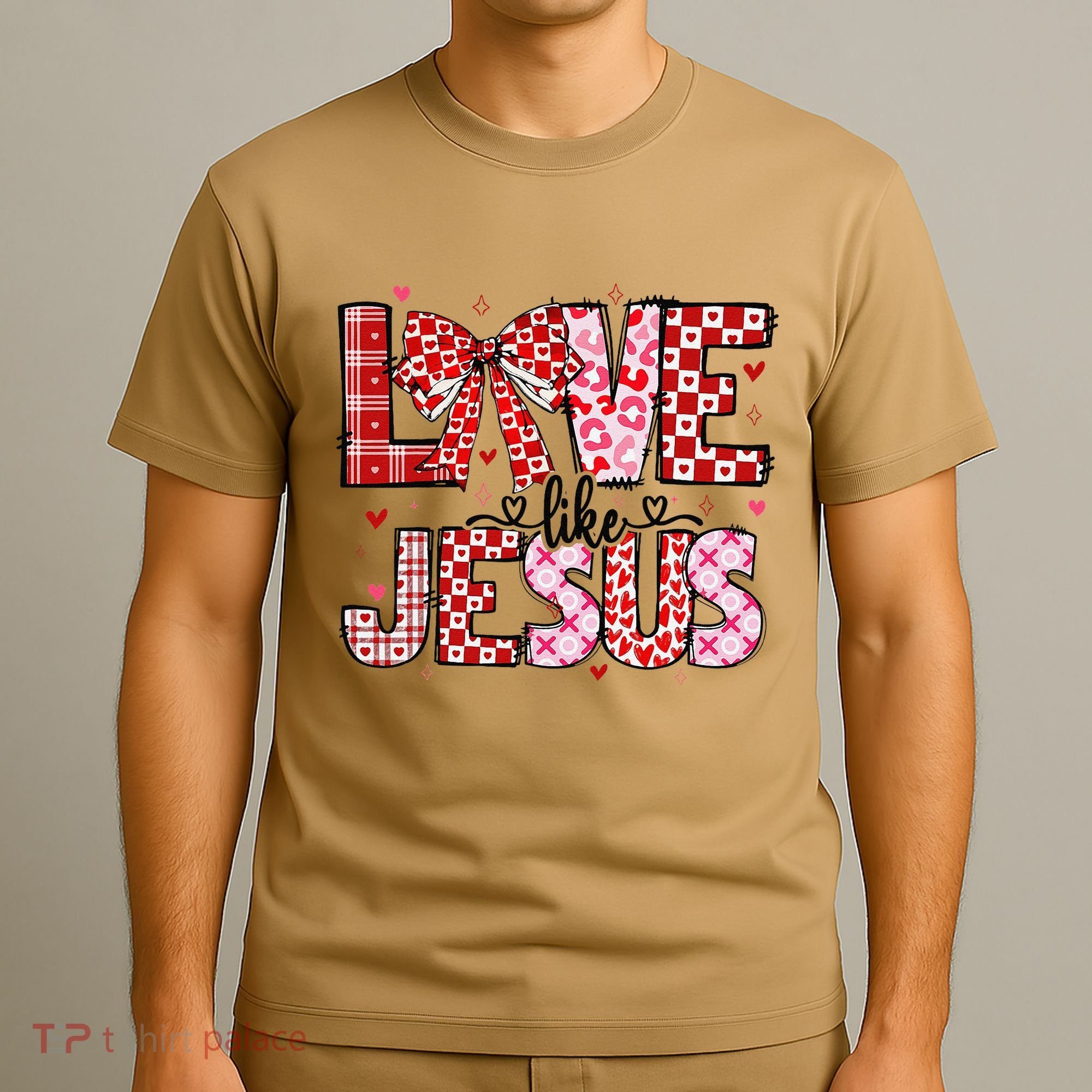 Love Like Jesus Coquette Bow Valentine Day Girl Women T-Shirt