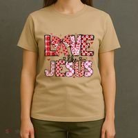 Love Like Jesus Coquette Bow Valentine Day Girl Women T-Shirt thumb 4