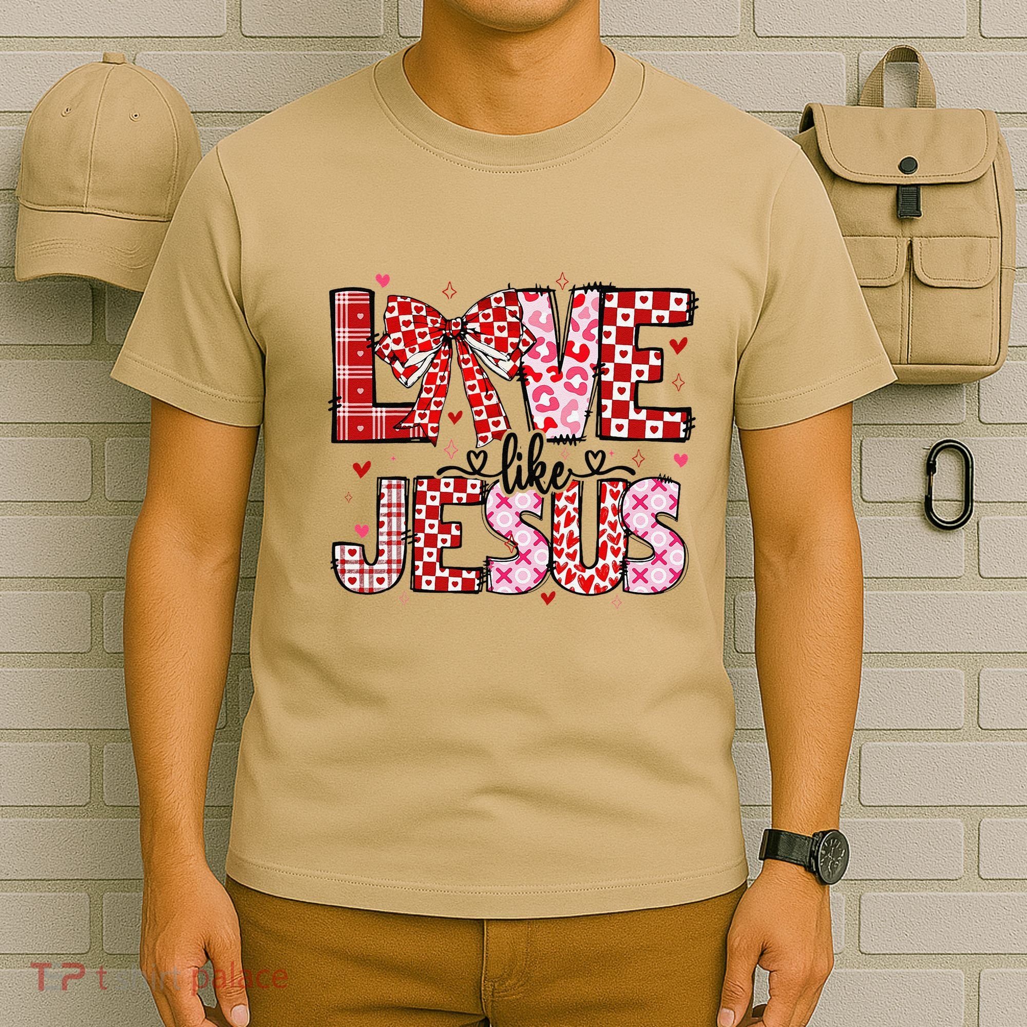 Love Like Jesus Coquette Bow Valentine Day Girl Women T-Shirt