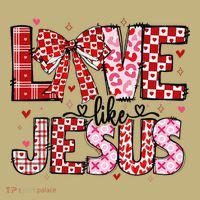 Love Like Jesus Coquette Bow Valentine Day Girl Women T-Shirt thumb 7