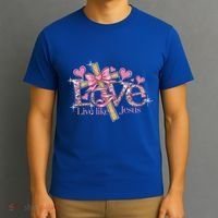 Love Like Jesus ValentineS Day Hearts Christian Bible Cute Gift T-Shirt thumb 3