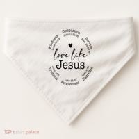 Love Like Jesus Positive Catholic Preppy Retro Christian USA-Made Doggie Bandana thumb 0