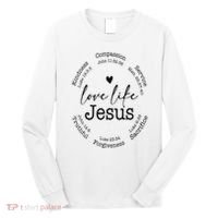 Love Like Jesus Positive Catholic Preppy Retro Christian Long Sleeve Shirt thumb 0
