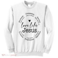 Love Like Jesus Positive Catholic Preppy Retro Christian Sweatshirt thumb 0