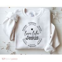 Love Like Jesus Positive Catholic Preppy Retro Christian Sweatshirt thumb 2