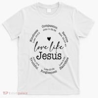 Love Like Jesus Positive Catholic Preppy Retro Christian T-Shirt thumb 0