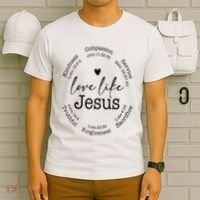 Love Like Jesus Positive Catholic Preppy Retro Christian T-Shirt thumb 6