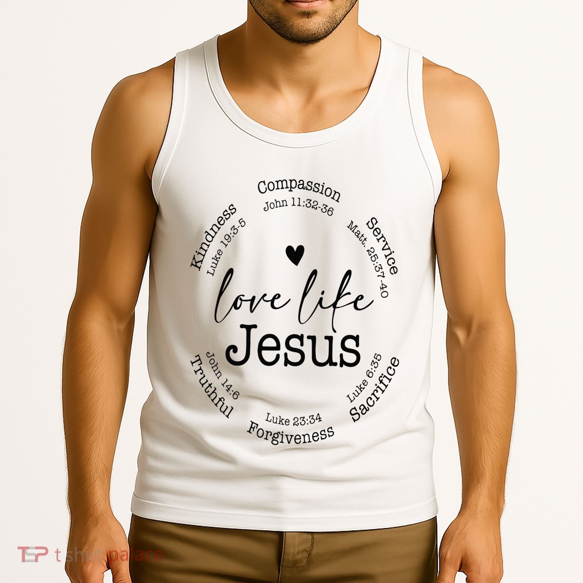 Love Like Jesus Positive Catholic Preppy Retro Christian Tank Top
