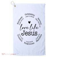 Love Like Jesus Positive Catholic Preppy Retro Christian Golf Towel thumb 0