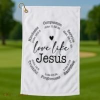 Love Like Jesus Positive Catholic Preppy Retro Christian Golf Towel thumb 1