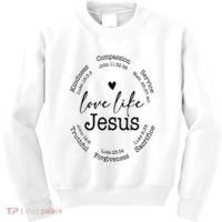 Love Like Jesus Positive Catholic Preppy Retro Christian Kids Sweatshirt thumb 0