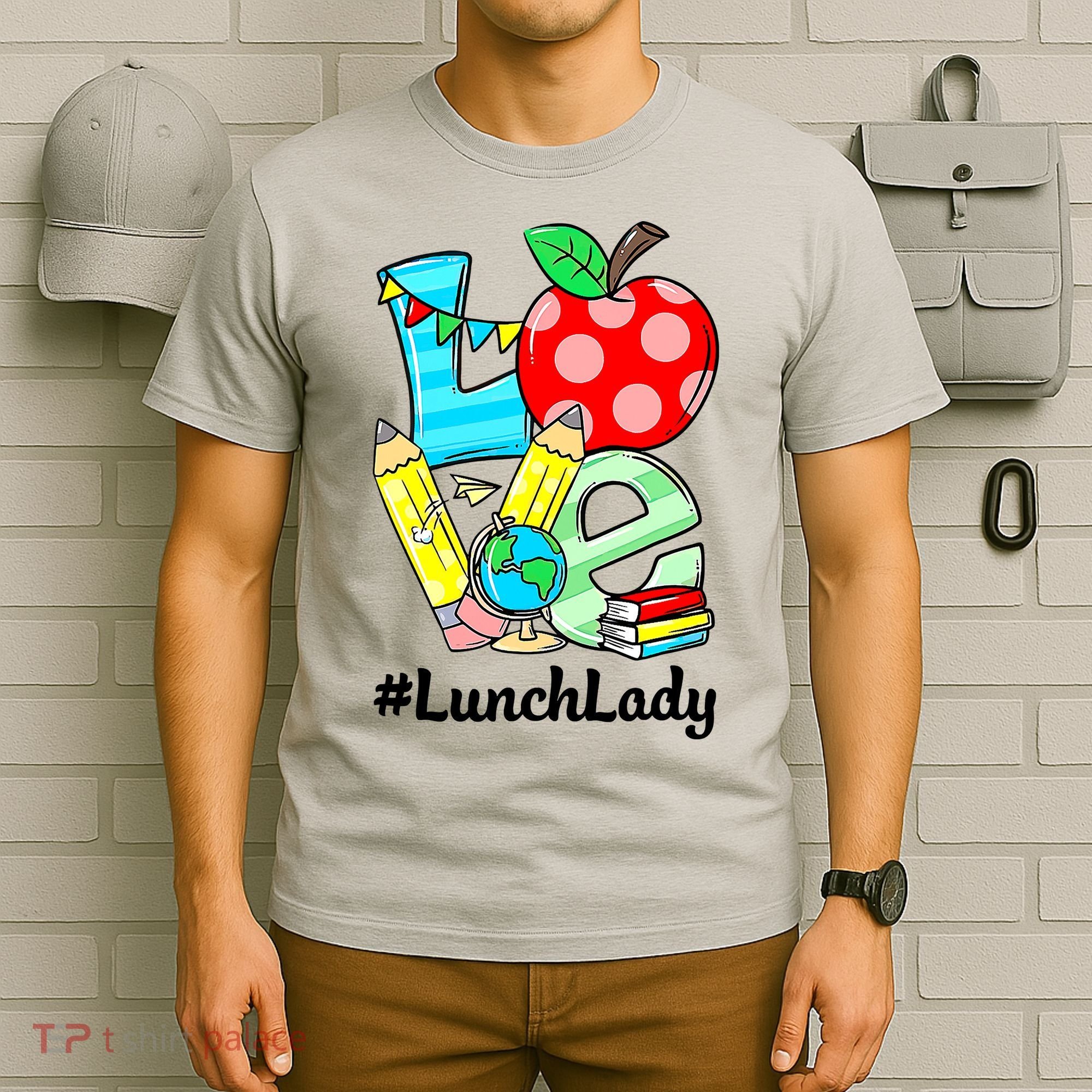 Love Lunch Lady Apples Funny Back To School Teacher T-Shirt