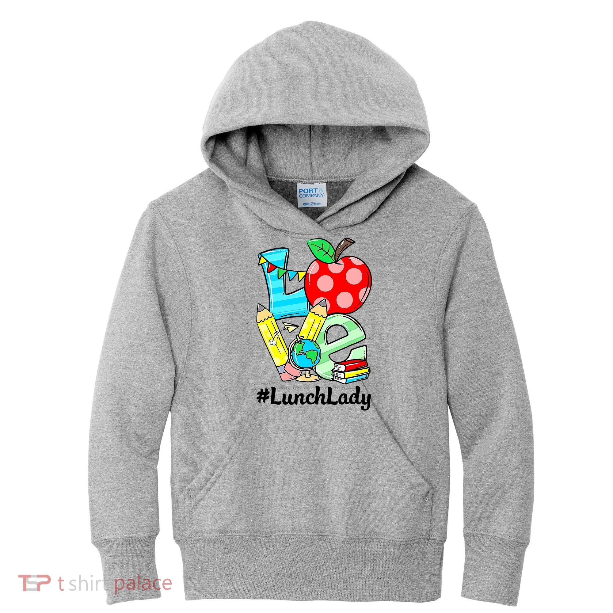 Love Lunch Lady Apples Funny Back To School Teacher Kids Hoodie