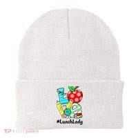 Love Lunch Lady Apples Funny Back To School Teacher Beanie thumb 0