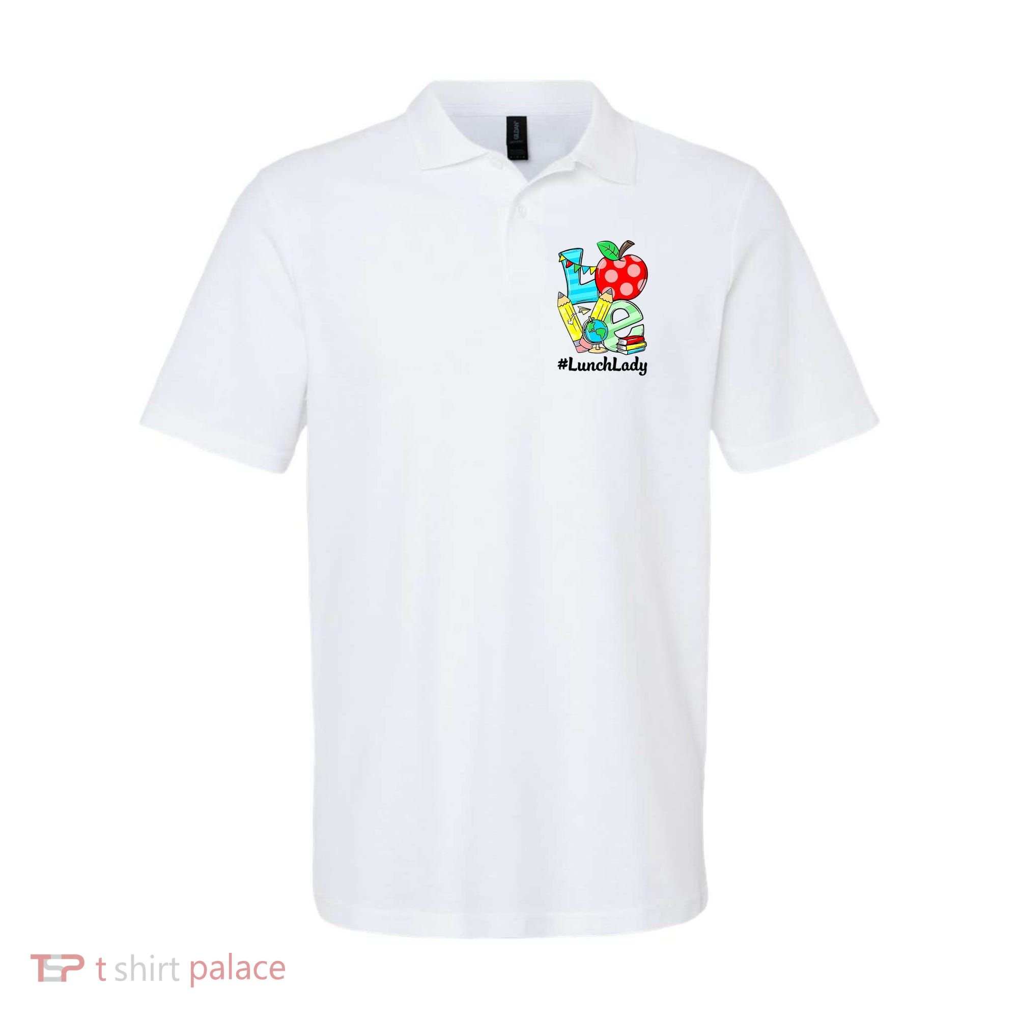 Love Lunch Lady Apples Funny Back To School Teacher Polo