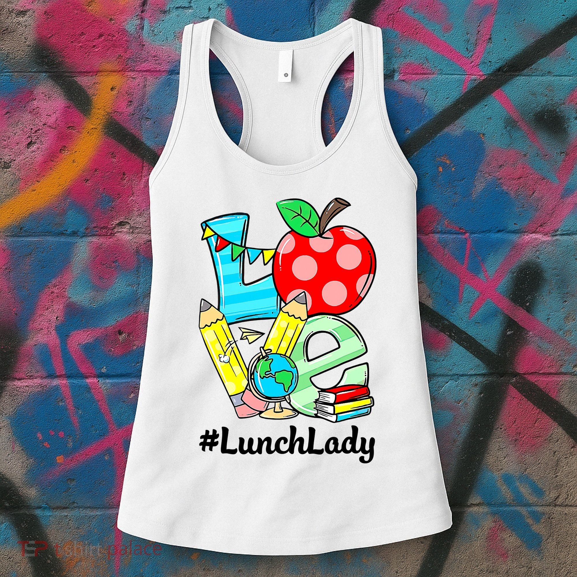 Love Lunch Lady Apples Funny Back To School Teacher Women's Tank Top