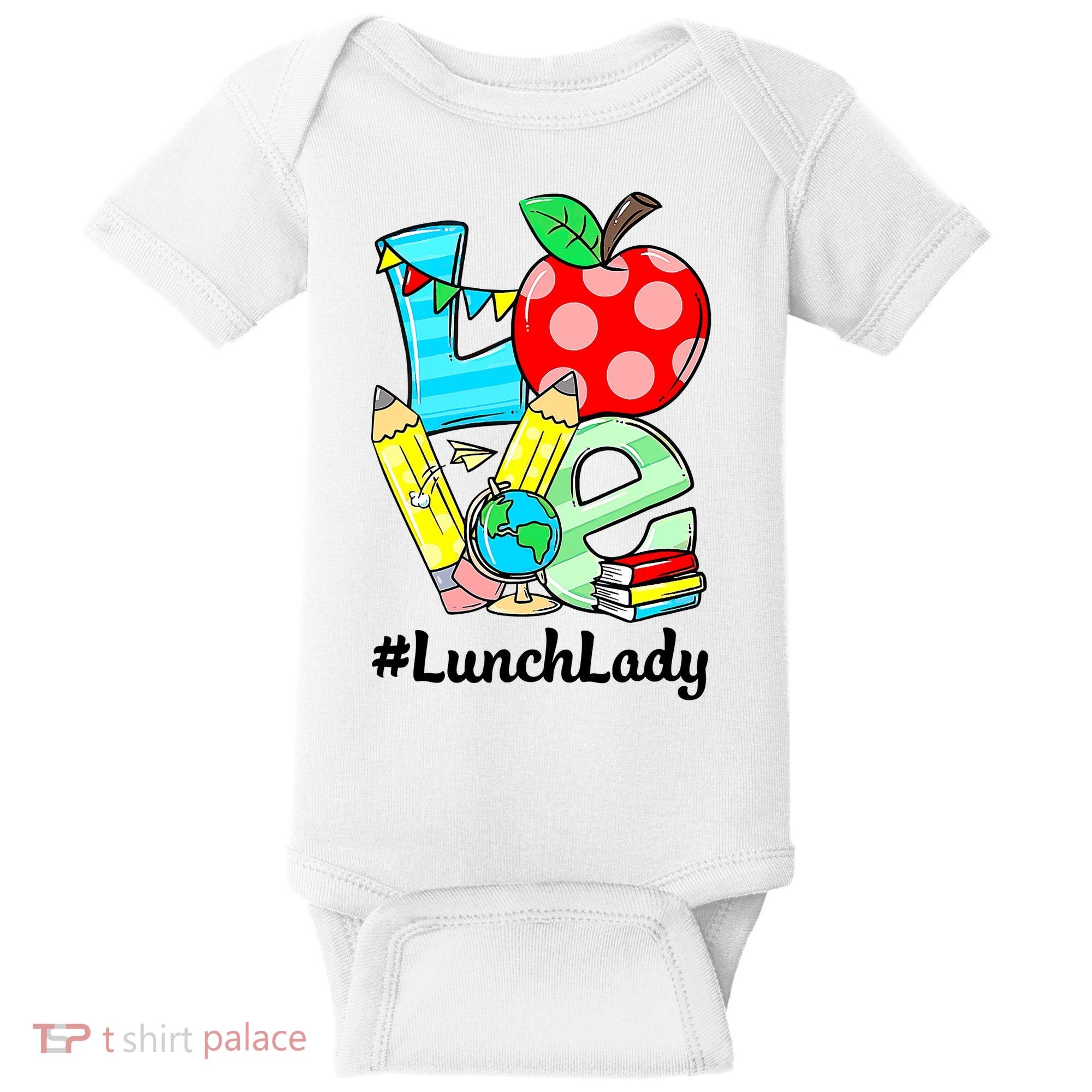 Love Lunch Lady Apples Funny Back To School Teacher Baby Bodysuit