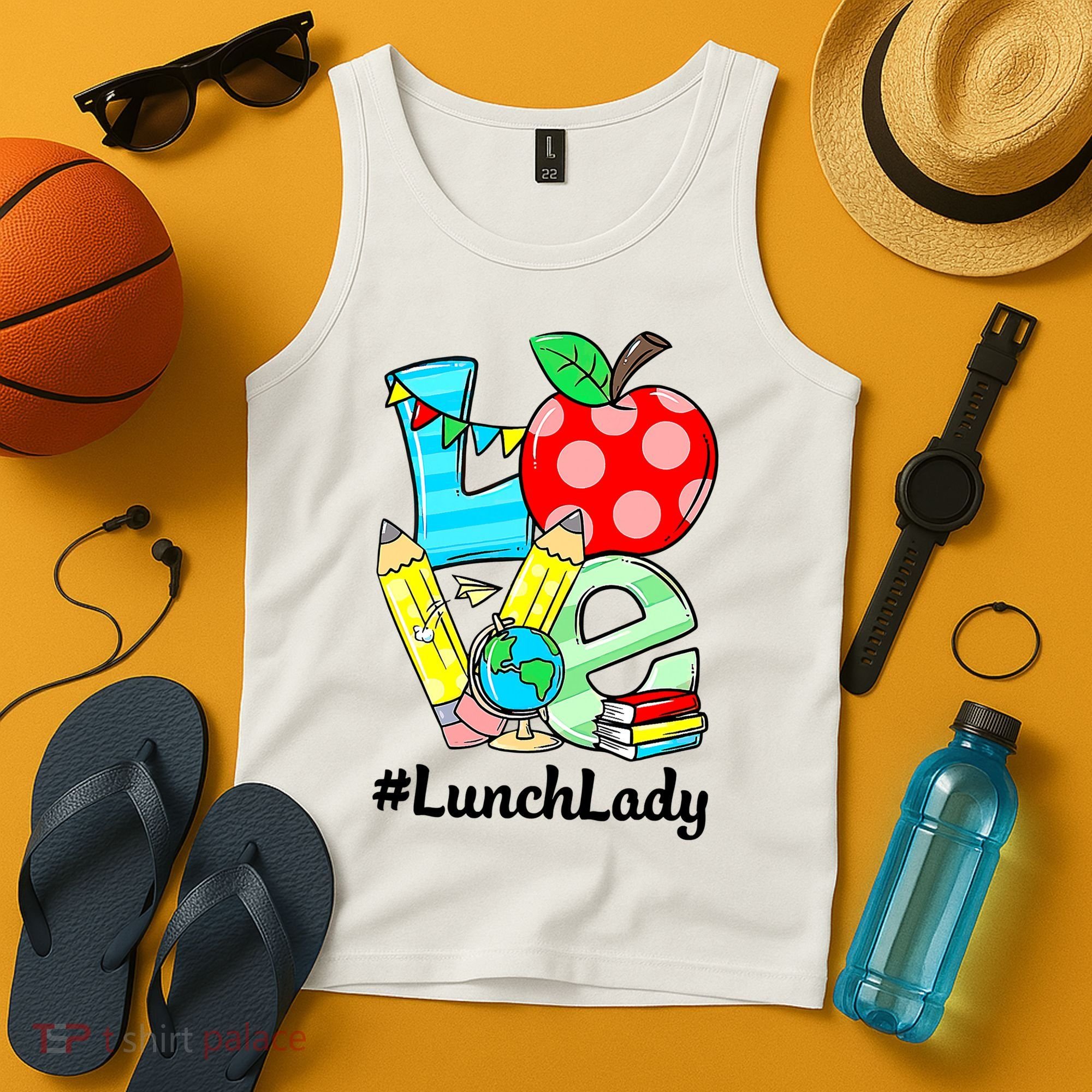 Love Lunch Lady Apples Funny Back To School Teacher Tank Top