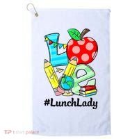 Love Lunch Lady Apples Funny Back To School Teacher Golf Towel thumb 0