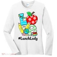 Love Lunch Lady Apples Funny Back To School Teacher Women's Long Sleeve Shirt thumb 0