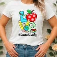 Love Lunch Lady Apples Funny Back To School Teacher Women's T-Shirt thumb 2