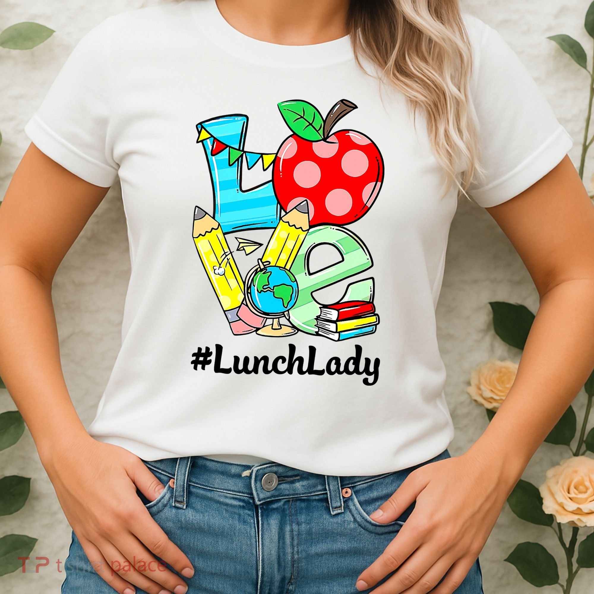 Love Lunch Lady Apples Funny Back To School Teacher Women's T-Shirt