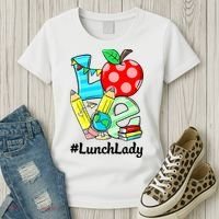 Love Lunch Lady Apples Funny Back To School Teacher Women's T-Shirt thumb 3