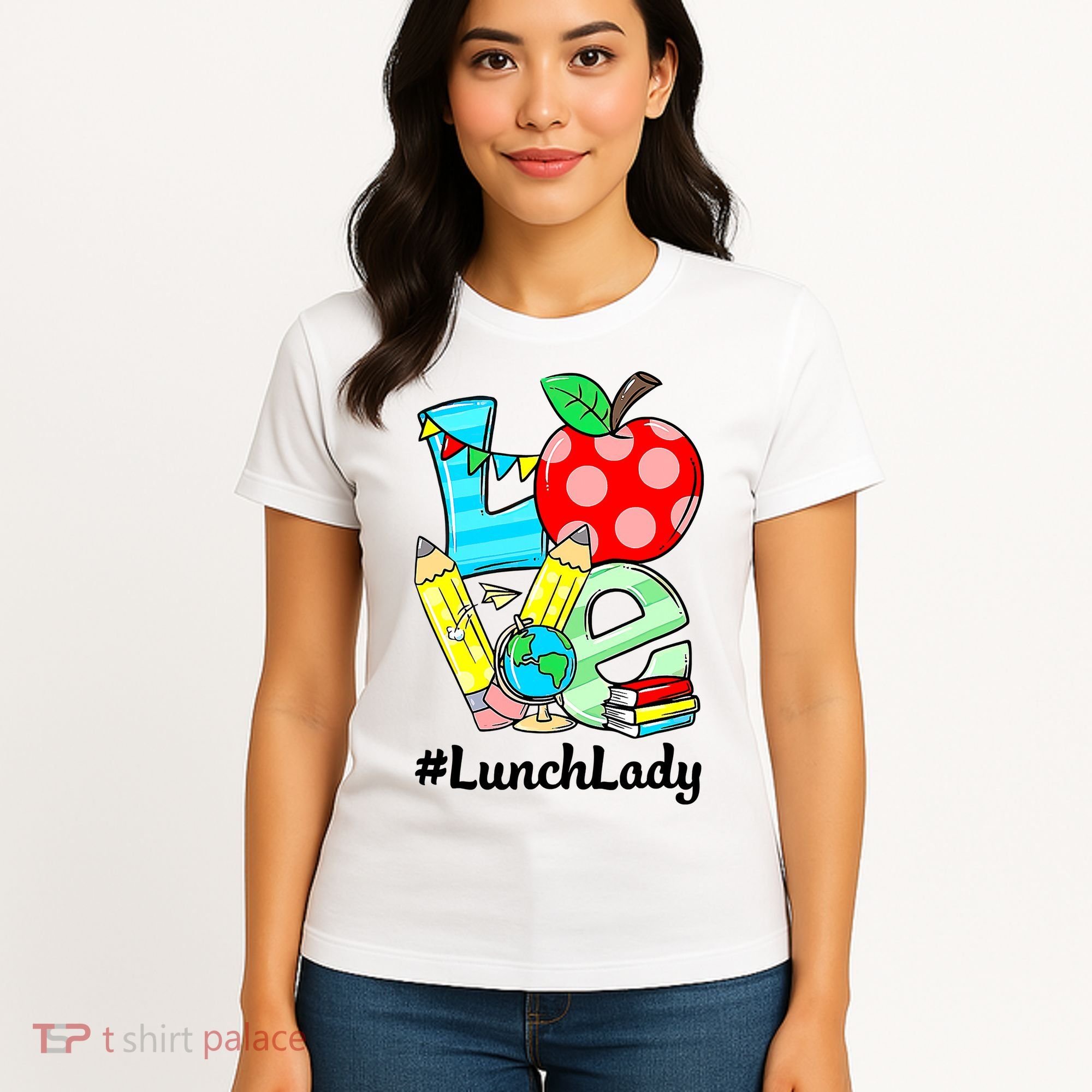 Love Lunch Lady Apples Funny Back To School Teacher Women's T-Shirt