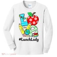 Love Lunch Lady Apples Funny Back To School Teacher Kids Long Sleeve Shirt thumb 0