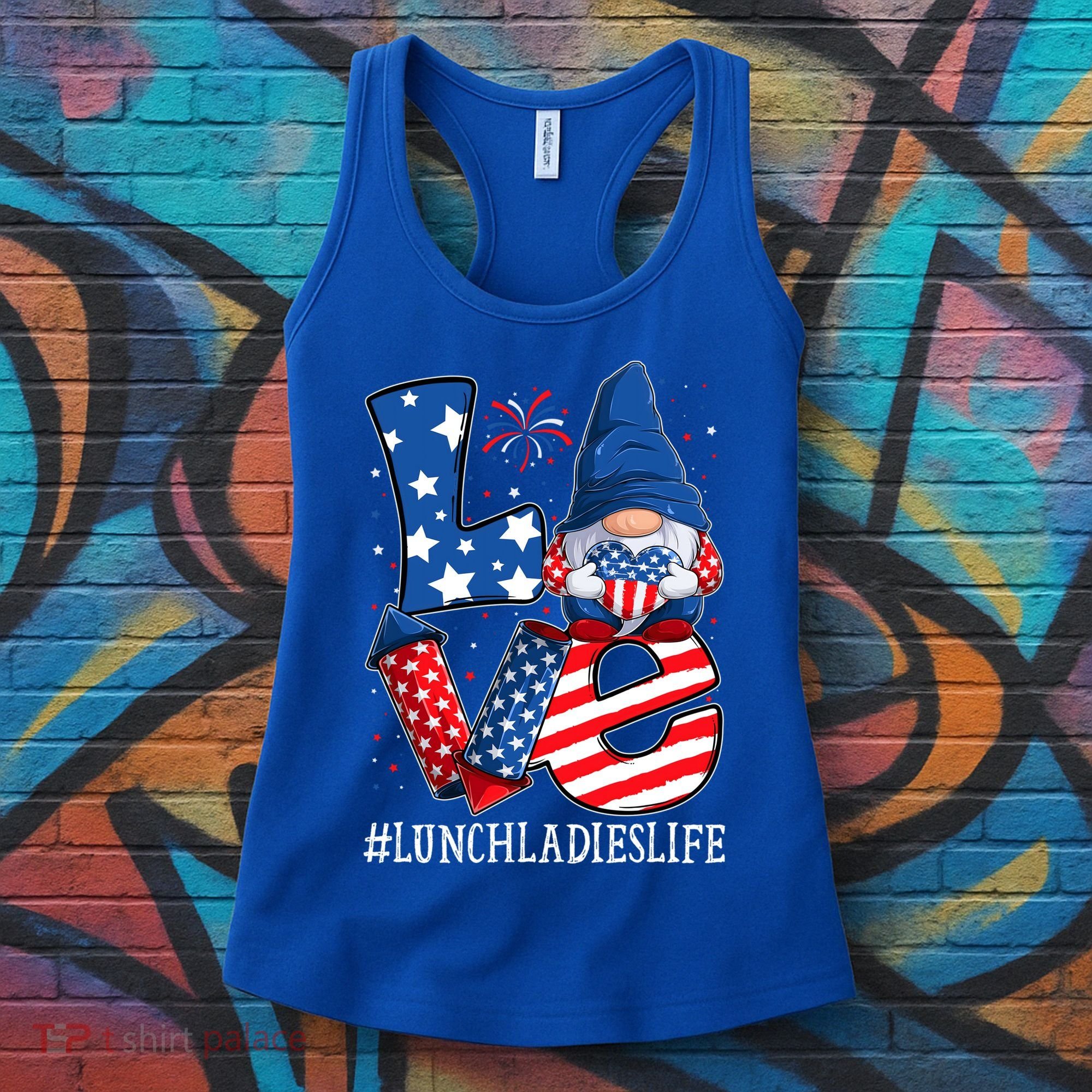 Lunch Ladies Love 4th Of July Gnome Usa Patriotic Gift Women's Tank Top
