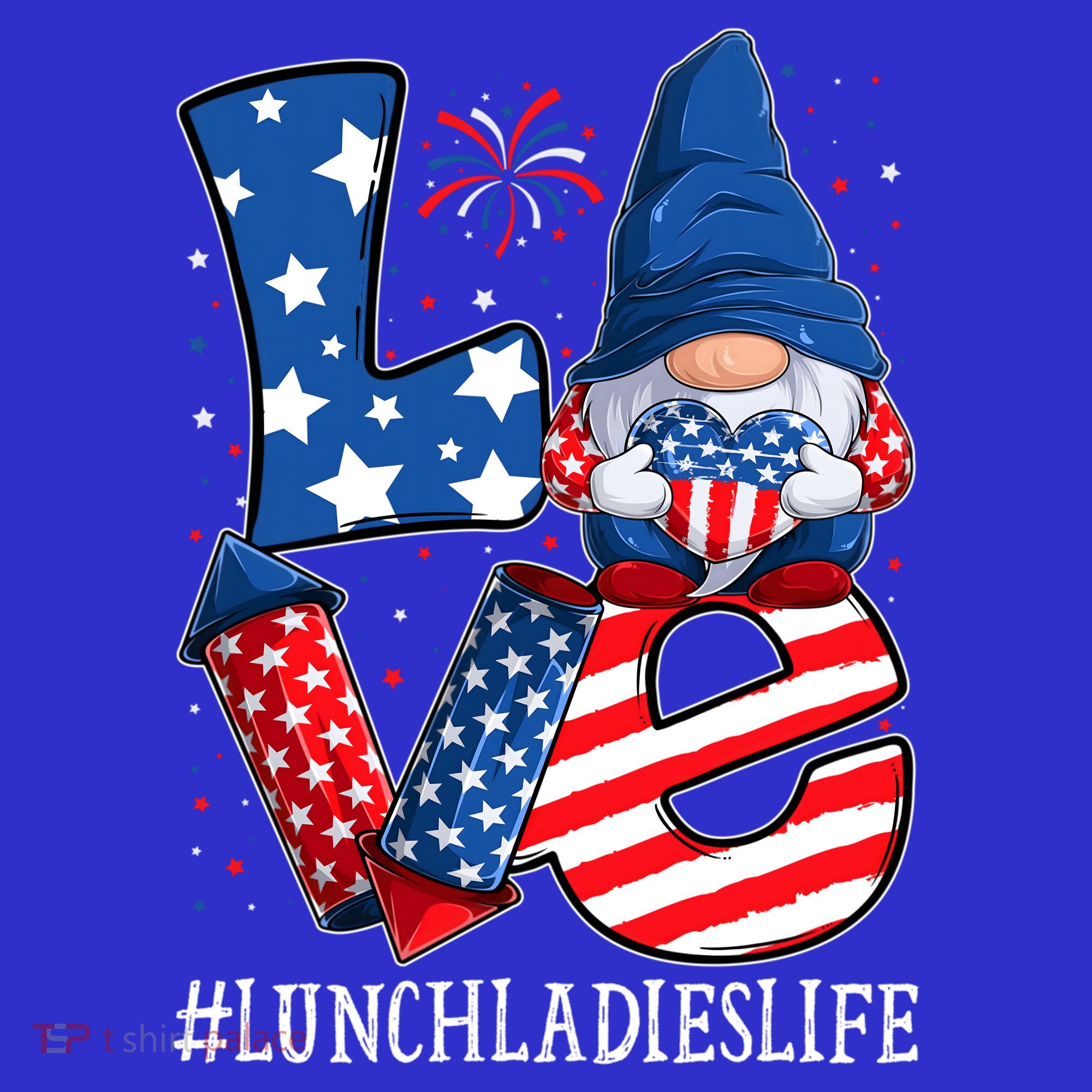 Lunch Ladies Love 4th Of July Gnome Usa Patriotic Gift Women's Tank Top