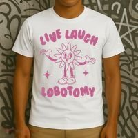 Live Laugh Lobotomy Vintage Cartoon Weird T-Shirt thumb 3