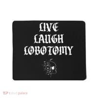 Live Laugh Lobotomy Funny Ironic Gothic Skull Rose Halloween Mousepad thumb 0