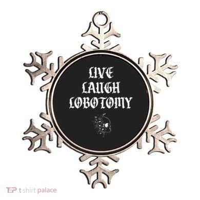 Live Laugh Lobotomy Funny Ironic Gothic Skull Rose Halloween Ornament