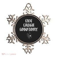Live Laugh Lobotomy Funny Ironic Gothic Skull Rose Halloween Ornament thumb 0