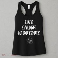 Live Laugh Lobotomy Funny Ironic Gothic Skull Rose Halloween Women's Tank Top thumb 3