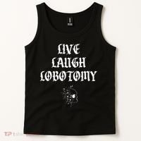 Live Laugh Lobotomy Funny Ironic Gothic Skull Rose Halloween Tank Top thumb 2