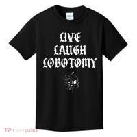 Live Laugh Lobotomy Funny Ironic Gothic Skull Rose Halloween Kids T-Shirt thumb 0