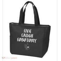 Live Laugh Lobotomy Funny Ironic Gothic Skull Rose Halloween Tote Bag thumb 3