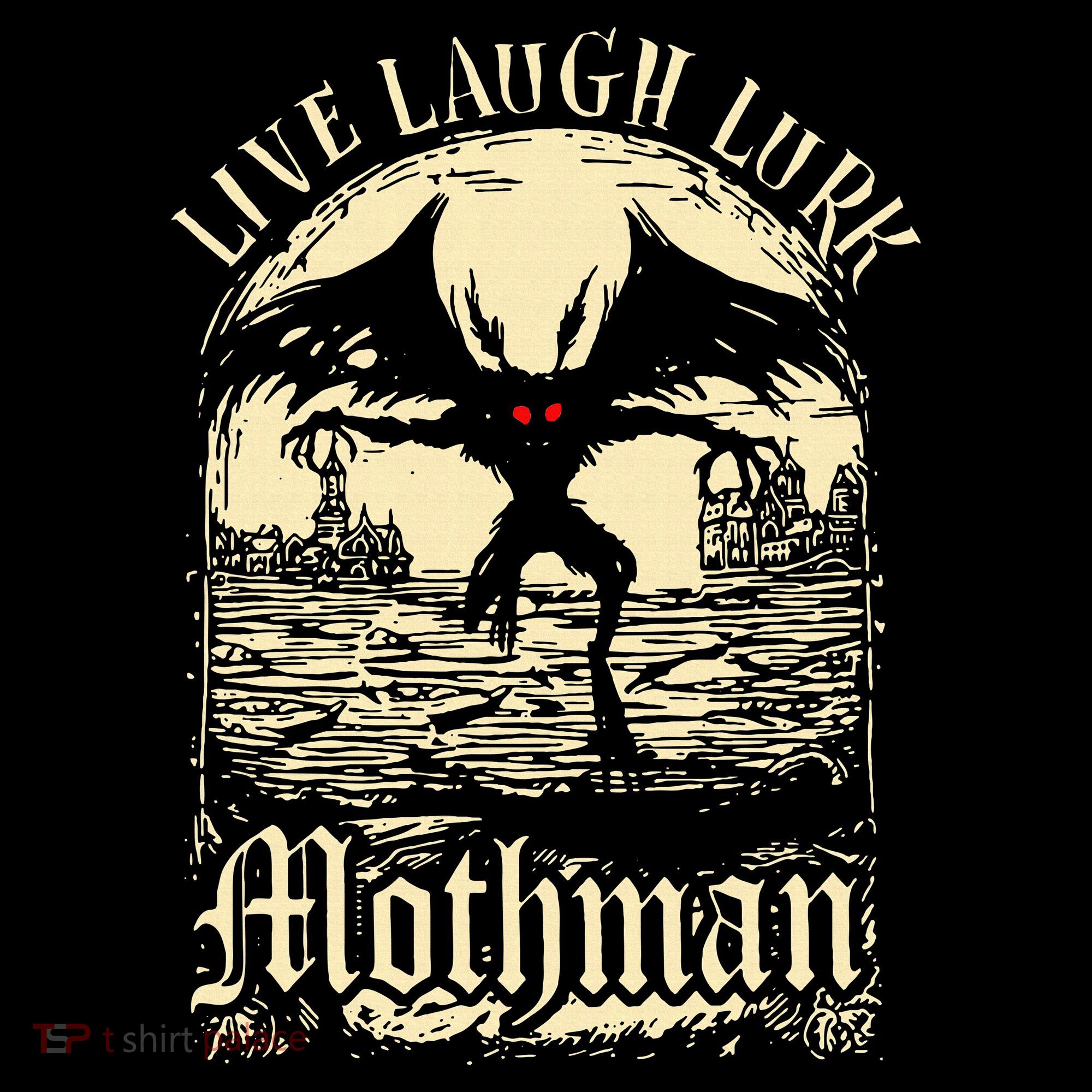 Live. Laugh. Lurk Mothman USA-Made Doggie Bandana