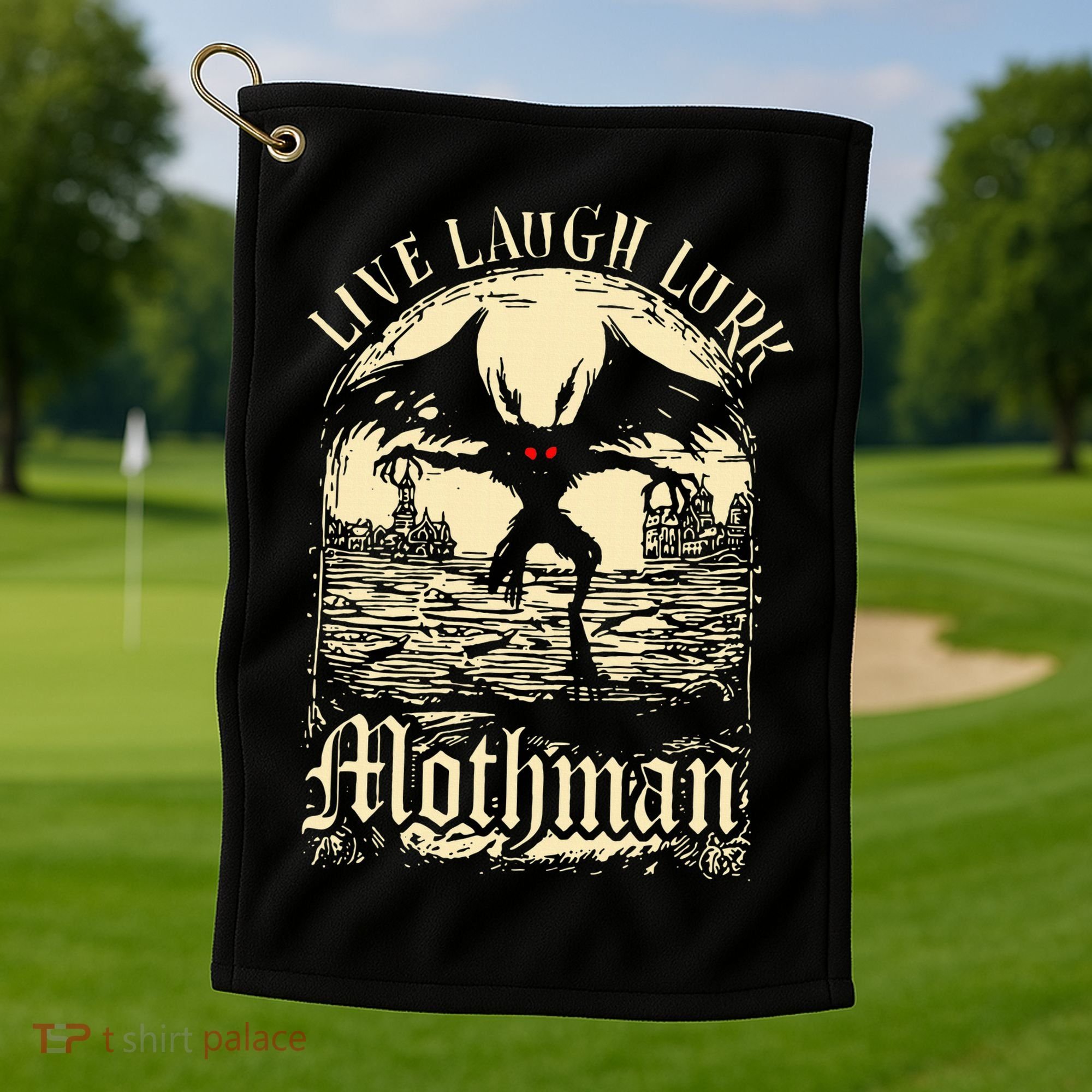 Live. Laugh. Lurk Mothman Golf Towel