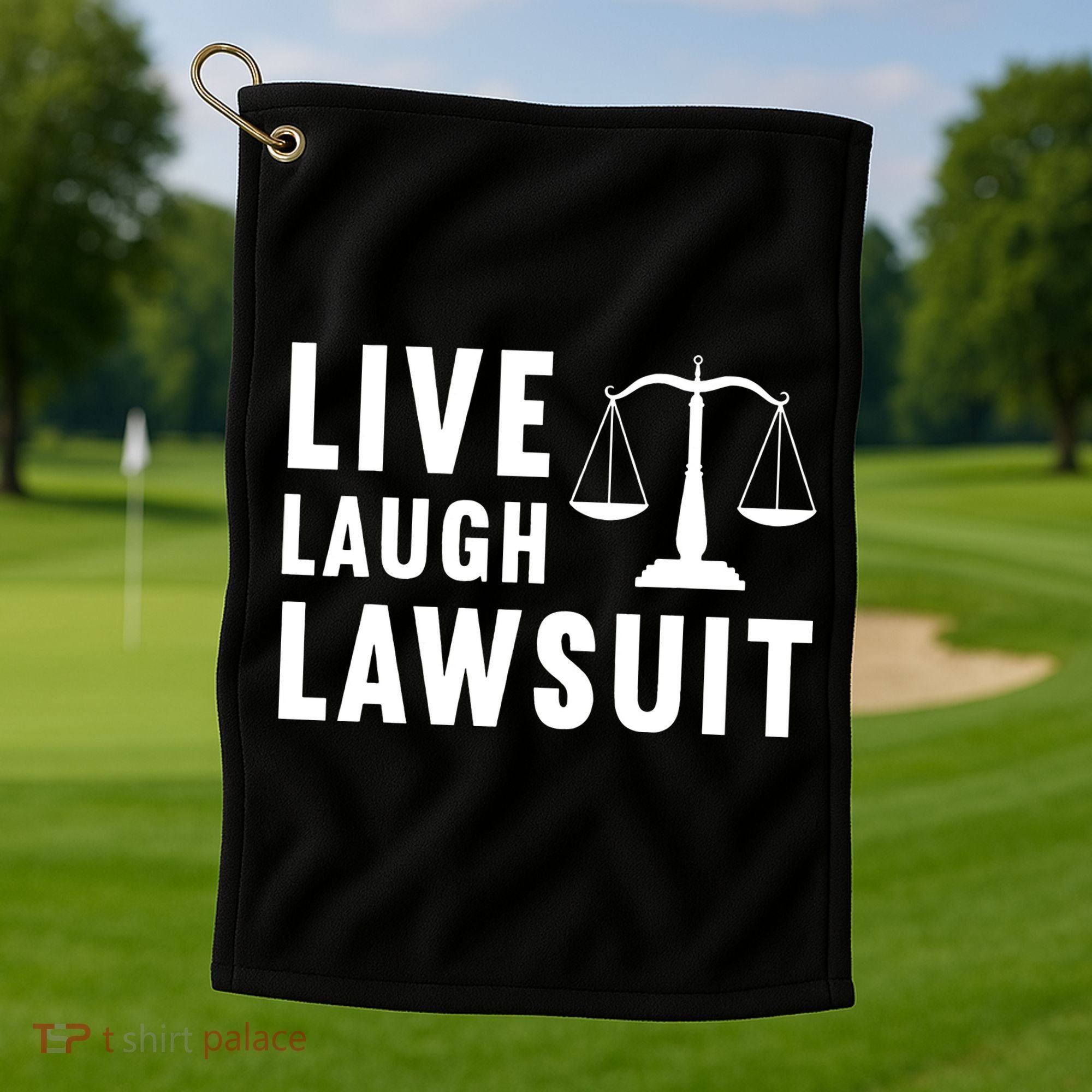 Live Laugh Lawsuit Litigator Lawyer Attorney Golf Towel