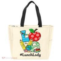 Love Lunch Lady Apples Back To School Cafeteria Worker Tote Bag thumb 0