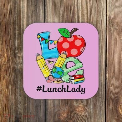 Love Lunch Lady Apples Back To School Cafeteria Worker Coaster
