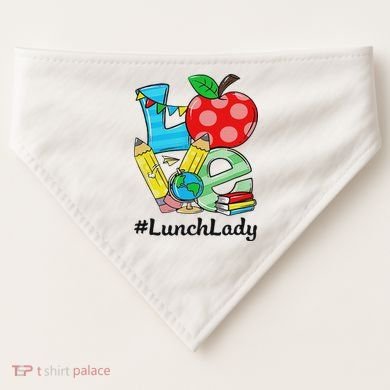 Love Lunch Lady Apples Back To School Cafeteria Worker USA-Made Doggie Bandana