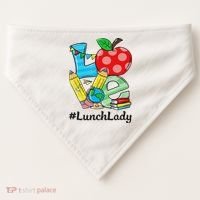 Love Lunch Lady Apples Back To School Cafeteria Worker USA-Made Doggie Bandana thumb 0