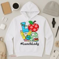 Love Lunch Lady Apples Back To School Cafeteria Worker Hoodie thumb 3