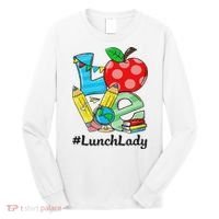 Love Lunch Lady Apples Back To School Cafeteria Worker Long Sleeve Shirt thumb 0